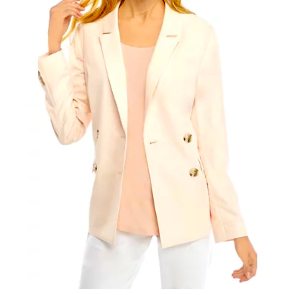Peach Blazer| Peach Double Breast Blazer| lightweight blazer|summer blazer pink